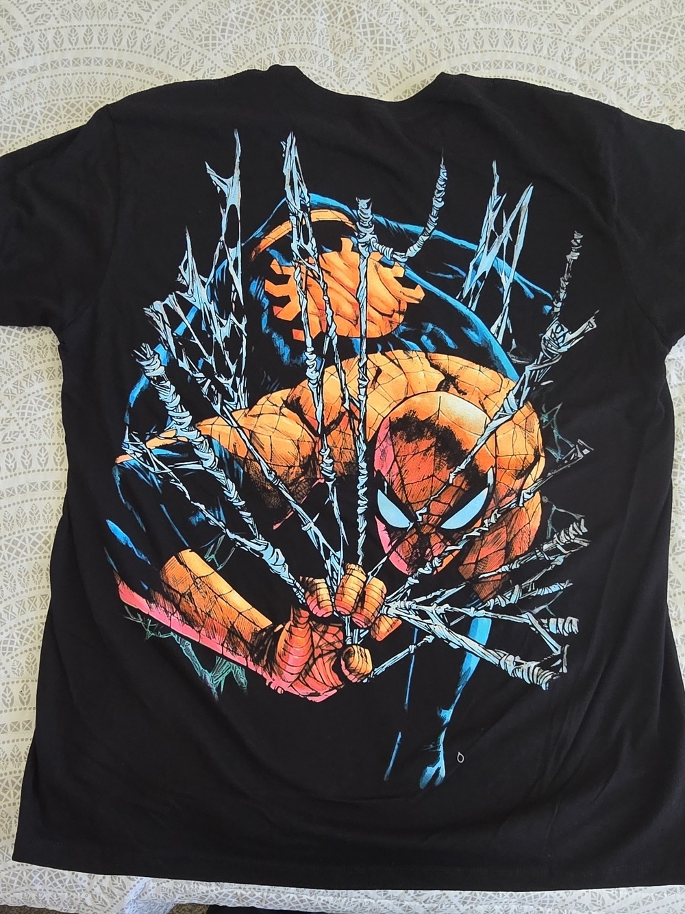 Marvel Spider-Man Graphic Tee - Black with Orange & Blue Print